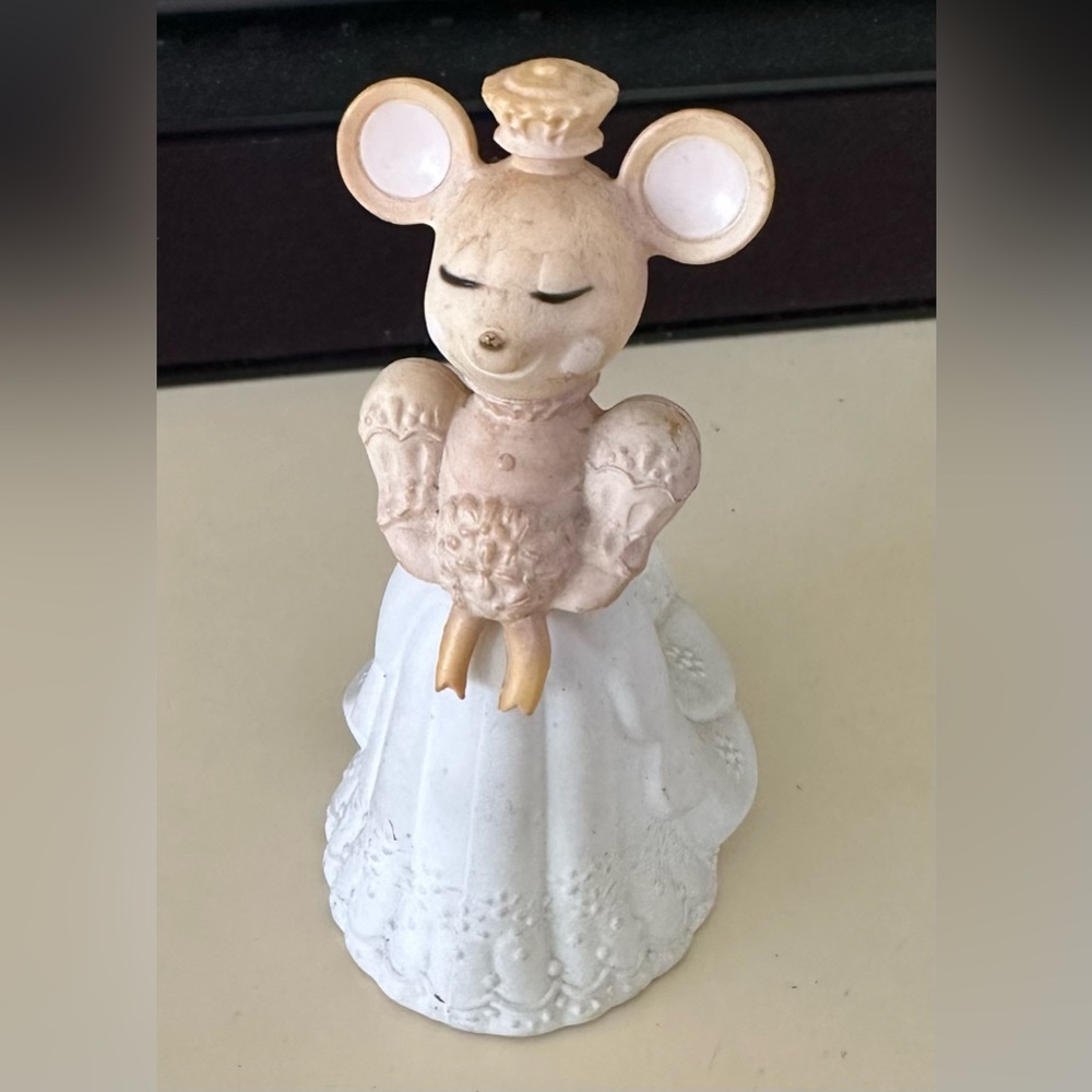Vintage Avon Church Mouse Bride Perfume Bottle Decanter MCM 1970s Crown Flowers